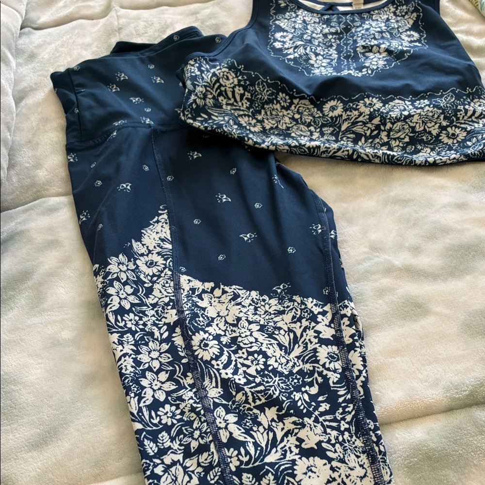 FP Movement by Free People Navy and White Floral Set